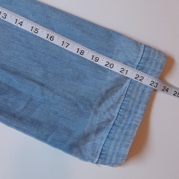 Cloth & Stone Flare Sleeve Faded Denim Cropped Wrap Top S - Picture 10 of 12